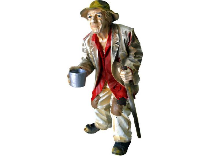 Xlmoebel Dekoobjekt Detailreiche Bettler Figur aus hochwertigem Material (Bettler Material: Kunststoff 91 cm Höhe), Hergestellt in Europa