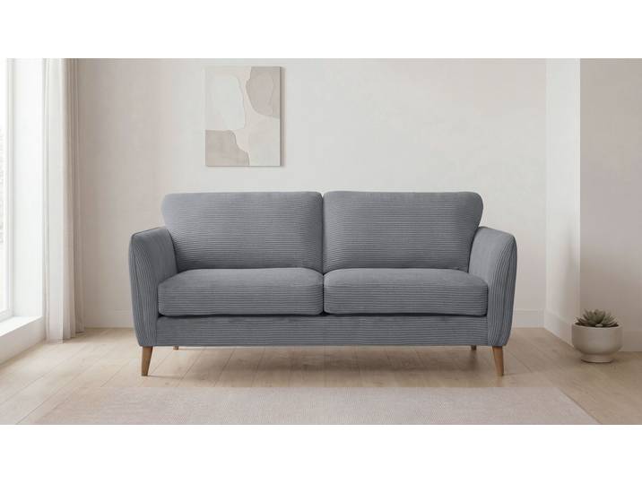 2-Sitzer OTTO HOME MARSEILLE Kompaktsofa 170 cm, Cord, Flachgewebe, Struktur, Webstoff , grau (dunkelgrau), B:170cm H:88cm T:90cm, 100% Polyester, Sofas, Massivholzbeine Eiche, Landhausstil, Wellenunterfederung