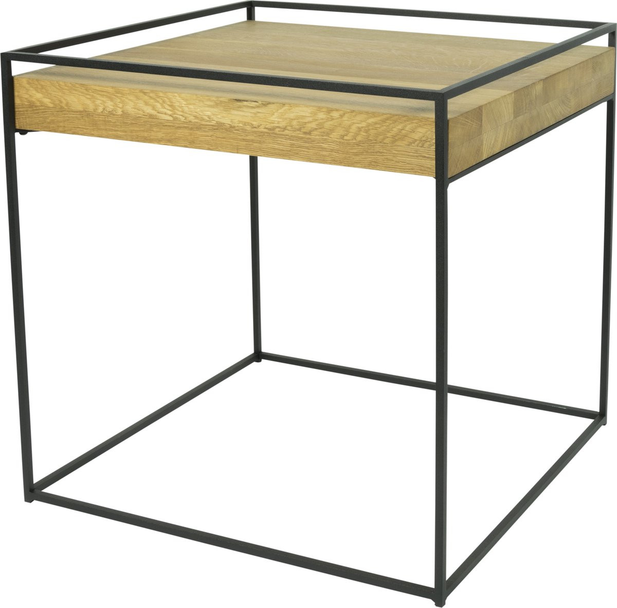 Torna Design Thin Wood Salontafel - Zwart Staal/Eiken - B/D/H: 46 x 46 x 46 cm