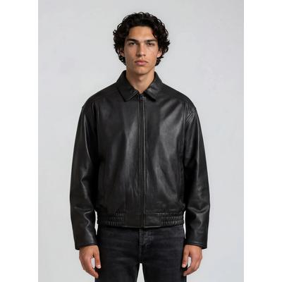 Lederjacke TRUEPRODIGY "Pekka Blouson Schnitt mit Hemdkragen und elastischen Saum", Herren, Gr. XXL, schwarz, Obermaterial: 100% Schafsleder sheepskin., regular fit, Jacken