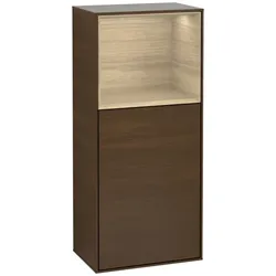 Villeroy und Boch Finion Seitenschrank F500PCGN 41,8x93,6x27cm, links, Regal oben Oak Veneer, Walnut veneer