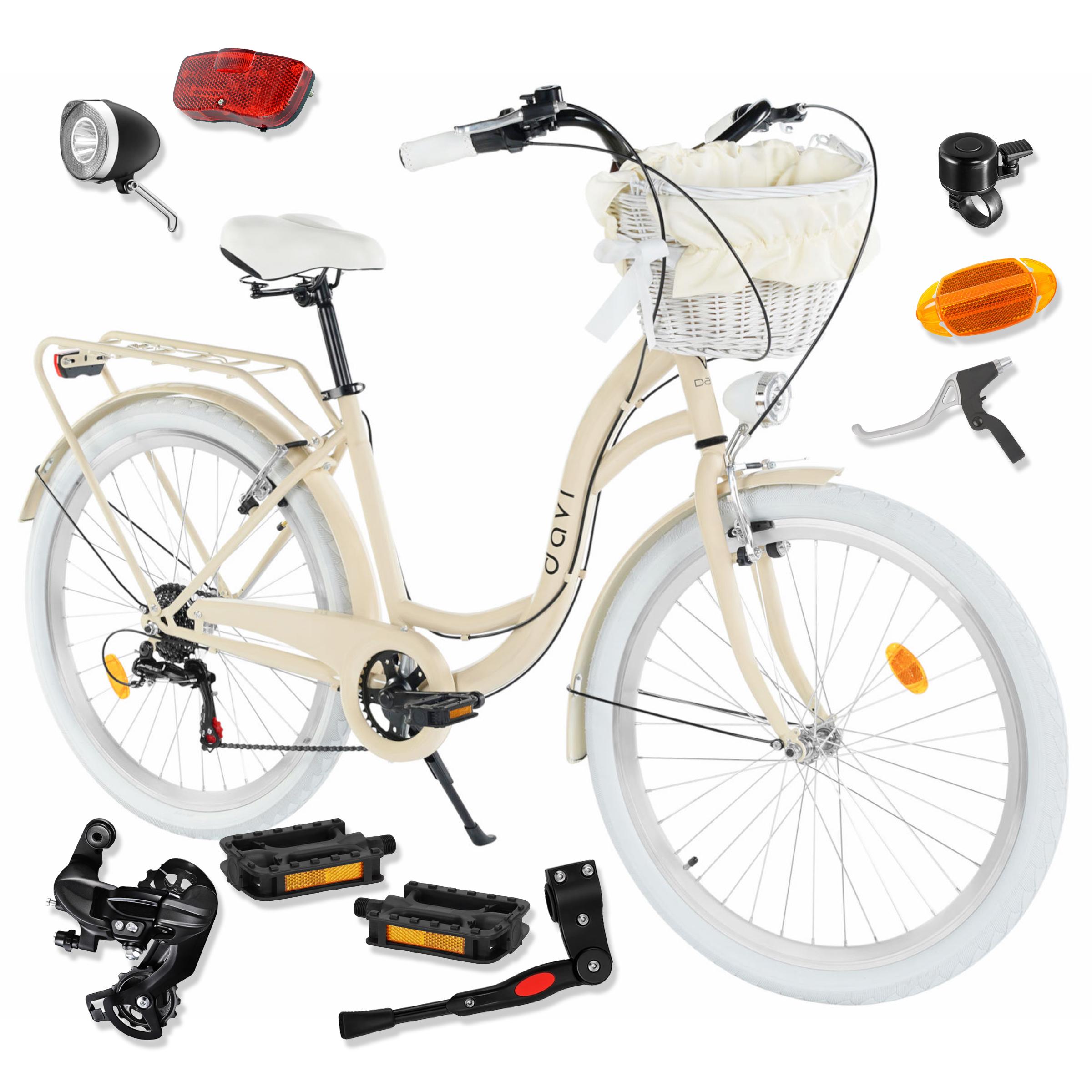 Damenfahrrad Davi Emma 26", 7 Gänge, 155-180 cm, Kaffeebraun/Weiß