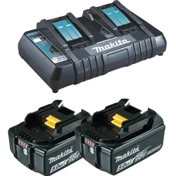 Makita Ladegerät - DC18RD - Doppelladegerät - inkl. 2 Akkus BL1850 18V 5AH