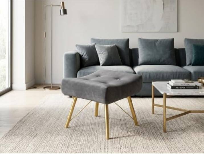 Family Meble Polsterhocker Luna Royal Aura – Fußhocker mit Stoff-Bezug – Grau · Royal 29