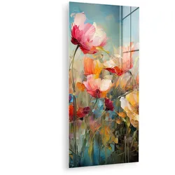 ACRYLGLASBILD Blumen - Aquarell - Kunst - Botanisch - Natur 60x120 cm