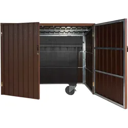 Mülltonnenverkleidung MCW-J29, Mülltonnenbox für Müllcontainer 660-770L, WPC Metall 172x213x112cm ~ braun