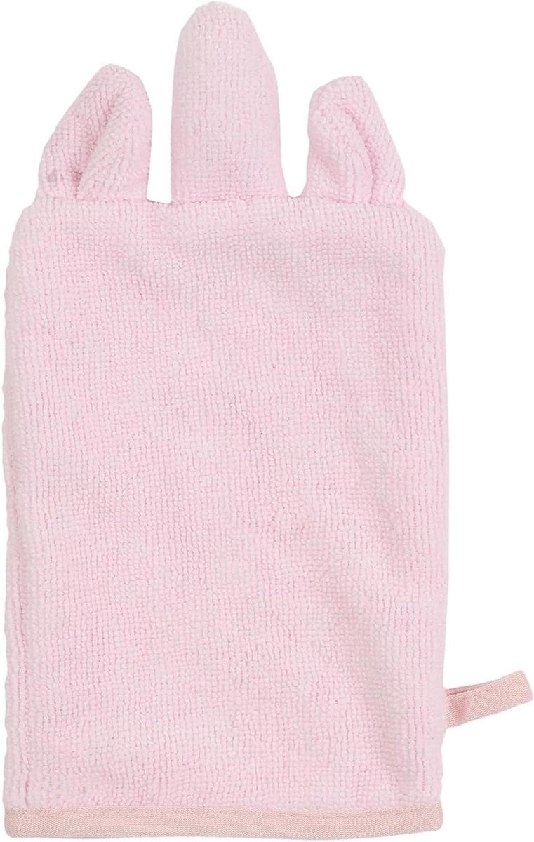 Set van twee roze washandjes van katoen met ophanglus - 13 x 28 cm