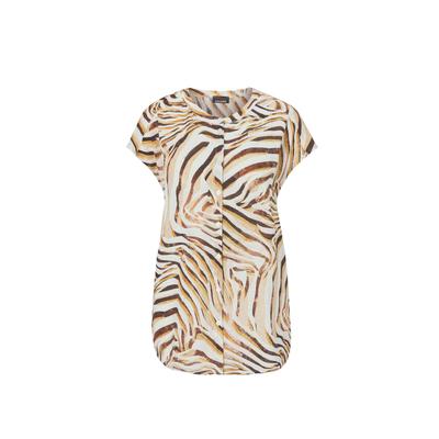 Kurzarmbluse GOLDNER "Bluse", Damen, Gr. 38, beige (beige, gemustert), Obermaterial: 100% Viskose CV., Sonstiges, Blusen, Knöpfe