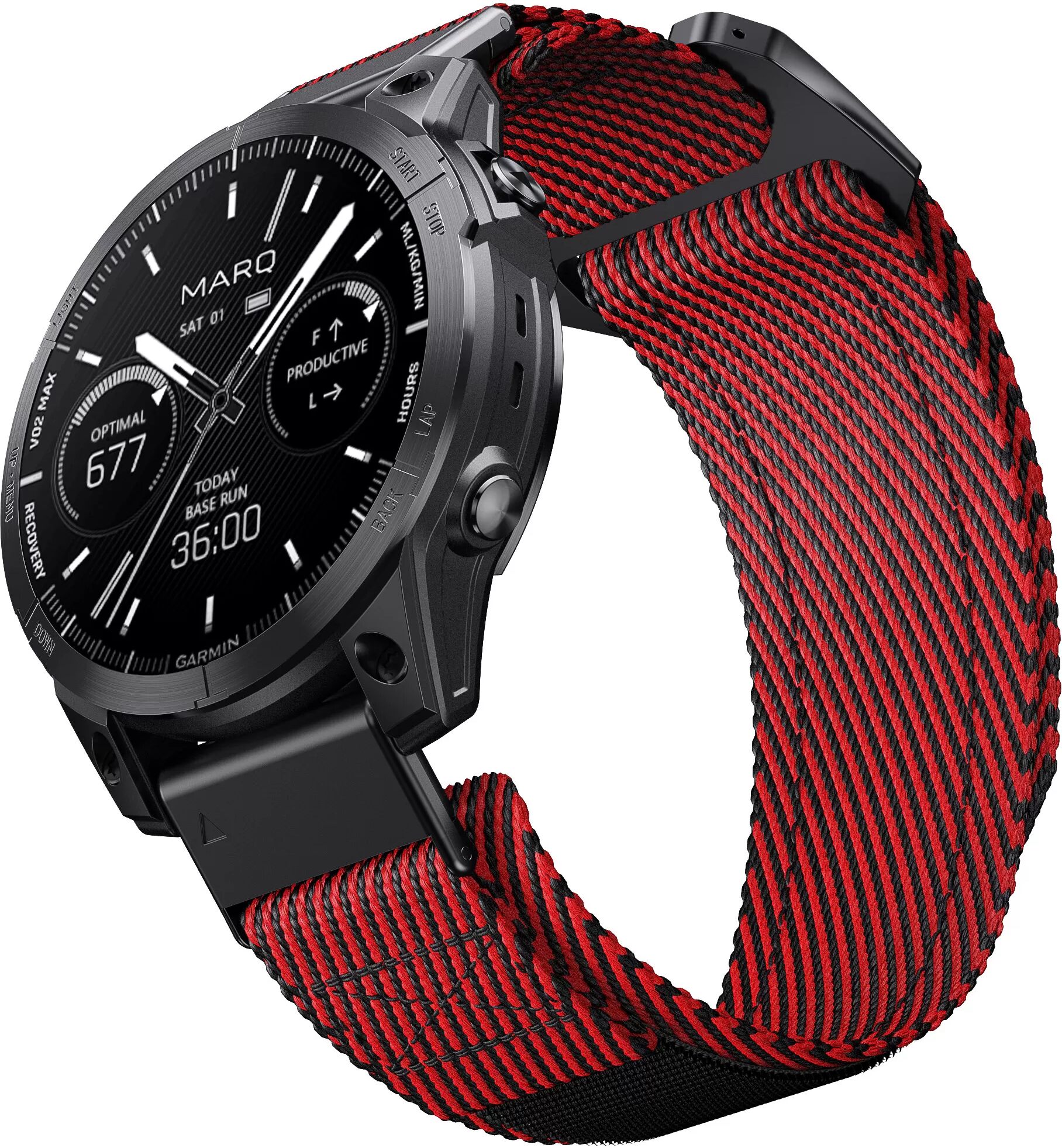 INF 26mm Schnellverschluss-Armband aus gewebtem Nylon für Garmin Uhren Rot