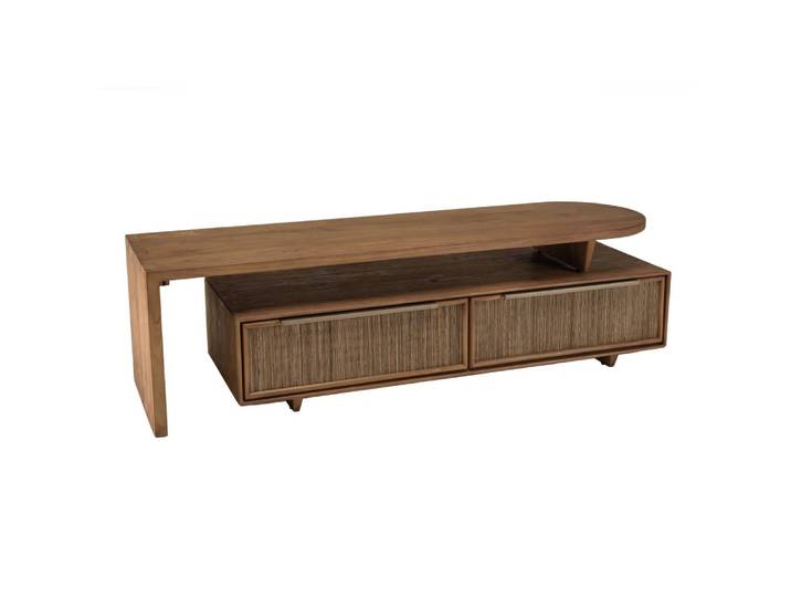 Meuble tv modulable 2 tiroirs en bois teck recyclé l140