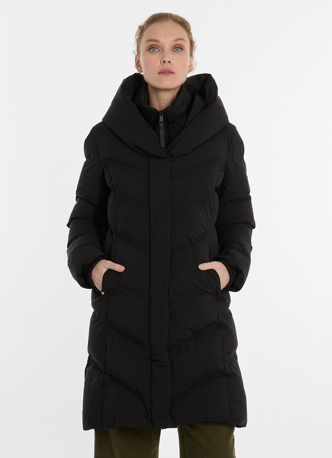 Steppmantel RAGWEAR "NATALKA", Damen, Gr. L, schwarz, Steppware, Obermaterial: 100% Polyester, unifarben, knielang, Mäntel Steppmantel, verdeckter Reissverschluss schwarz L