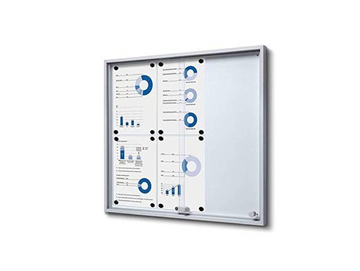 Schaukasten 6 x A4 Alu mit Schiebetüren Infokasten innen ESG Sicherheitsglas 6x DIN A4