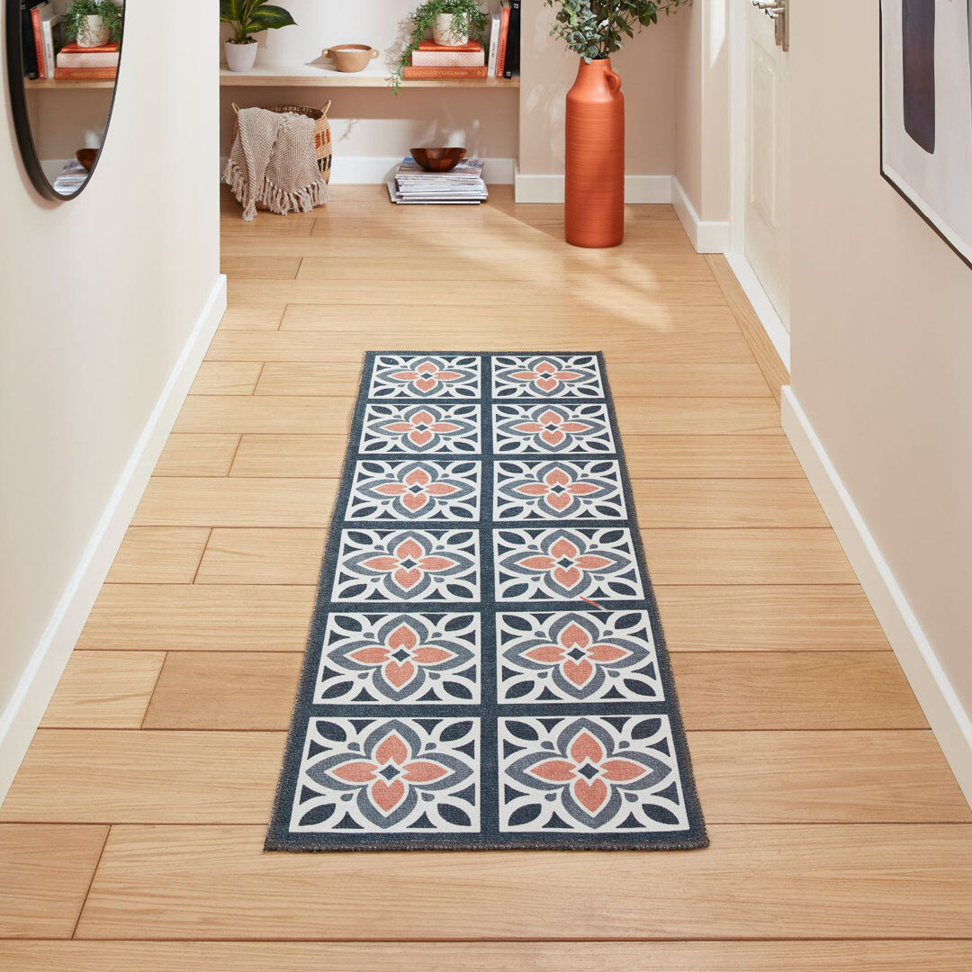 Think Rugs Victoria H1191 Grey/Orange Runner 2' x 7'6"