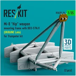 ResKit Mi-8 Hip weapon mounting frame with BD3-57KrV (UKRAINE Late) for Trumpeter kit (2 pcs) (3D Printed)