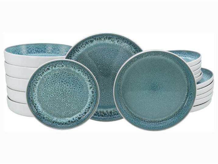 OTTO home Teller-Set modernes Teller Set, Service Novalee (18-tlg), 6 Personen, Steinzeug, hohe Haltbarkeit, spülmaschinen- & mikrowellengeeignet, Reaktivglasur