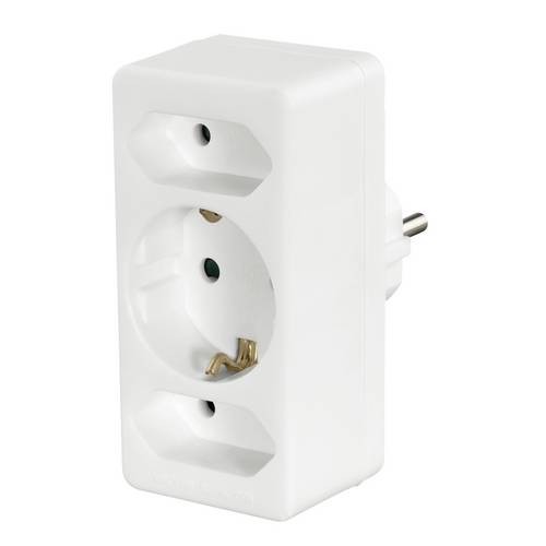 Hama 00223215 Steckdosenadapter 3-fach, 1x Schutzkontakt, 2x Euro, Weiß