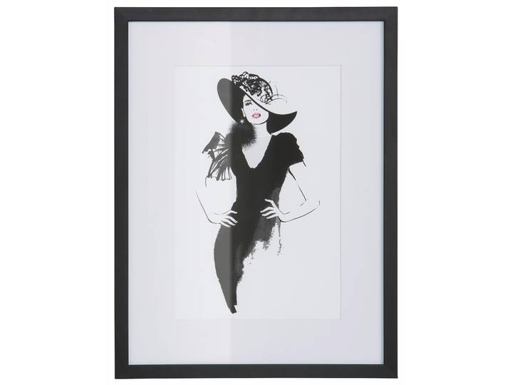 Bild mit Rahmen GOODPRODUCT Skizze Hollywood , bunt (farbe rahmen: schwarz, farbe bild(er): schwarz weiß rot), B:30cm H:40cm, Acrylglas, Holz, Papier, Bilder, Bild mit Rahmen, HD Premium Poster-Druck inkl. Holzrahmen