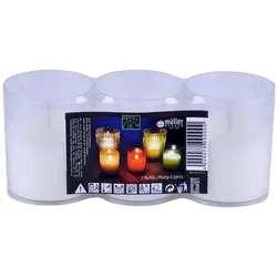4x müller Kerzen, Kerzen, Refill-it Partylicht 6.5 x 3 cm, Weiss, 3 Stück (3 Stk.)