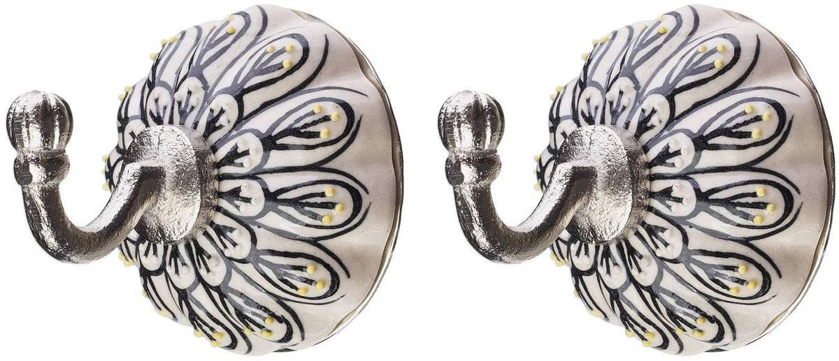 Set van 2 wandhaken met keramische decoratie