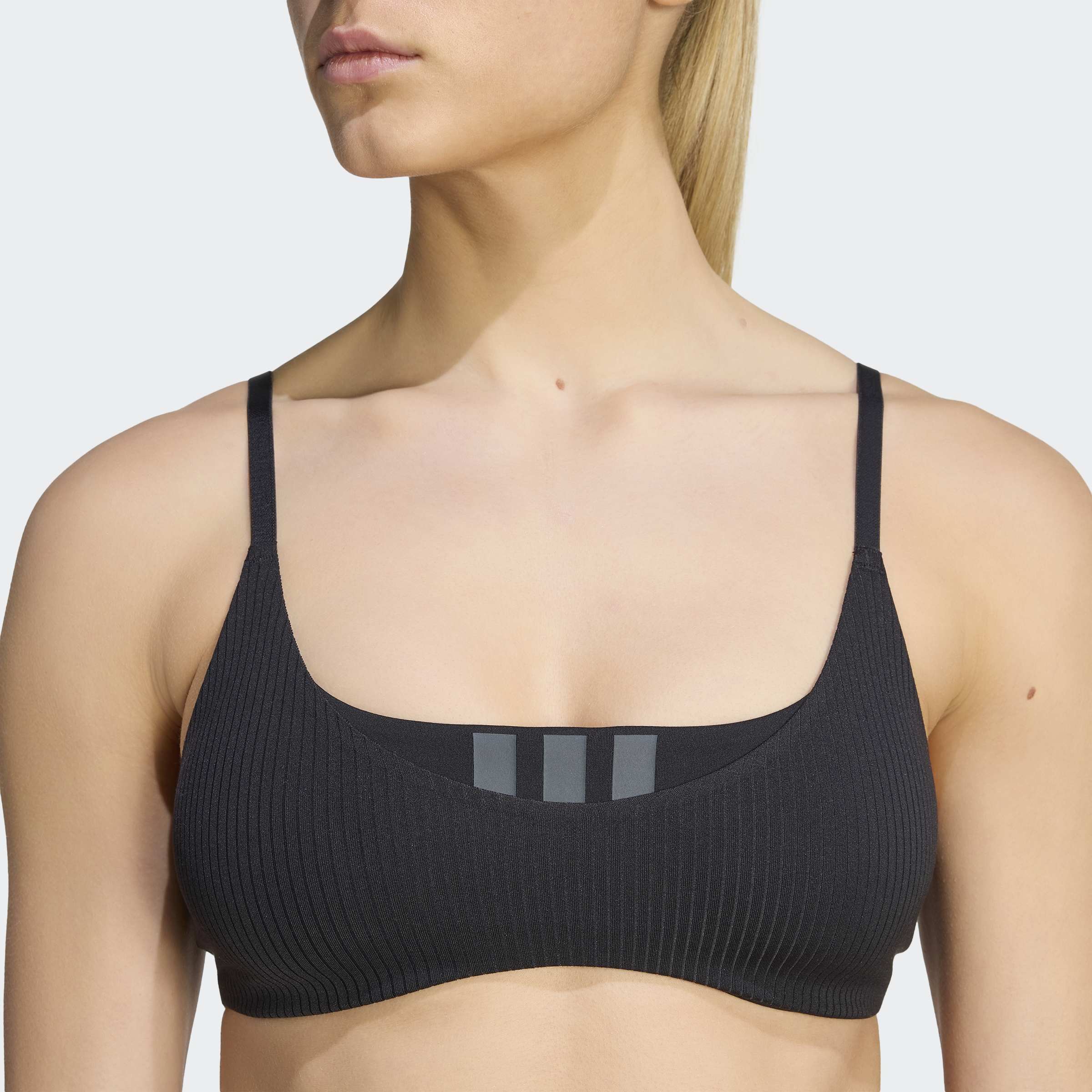 Sport-BH ADIDAS PERFORMANCE "ALL ME SPORT-BH, LEICHTER HALT, GERIPPT", Damen, Gr. XL, N-Gr, schwarz, Obermaterial: 86% Polyester, 14% Elasthan, BHs Sport-BH, ohne Bügel, für Fitness und Yoga schwarz XL, N-Gr