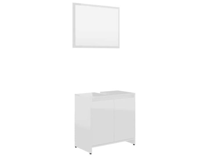 POUFGDR Badezimmermöbel-Set, weiß, glänzend, Holz Spiegel und Schrank, 1 Fach, 2 Türen, Holz, schlichtes Design, Reinigung mit feuchtem Tuch