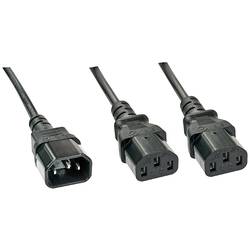 LINDY Strom Y-Kabel [1x Kaltgeräte-Stecker C14 - 2x Kaltgeräte-Buchse C13] 1.00 m Schwarz 30363