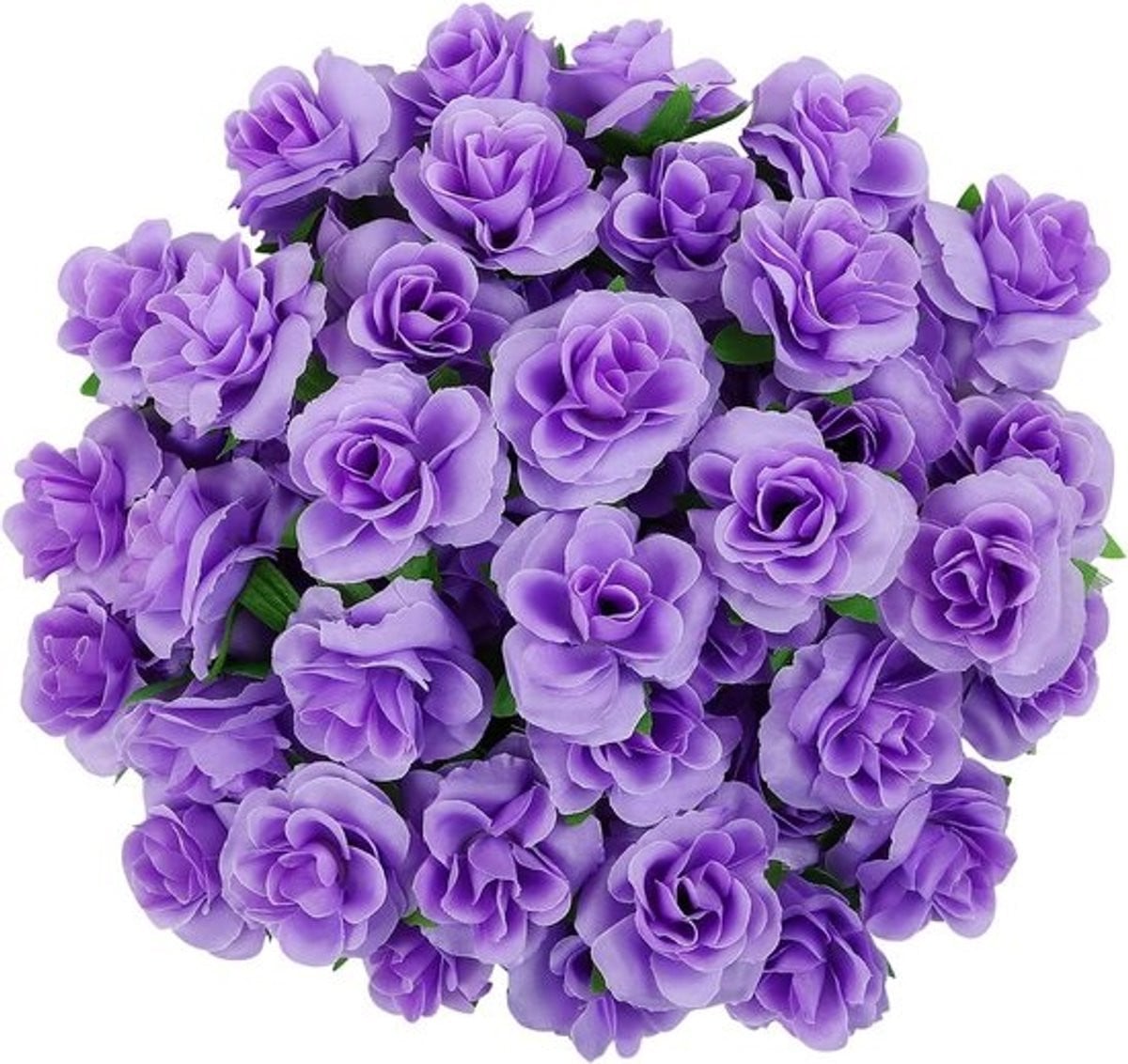 SnelShoppen 50 stuks paarse kunstbloemen rozenkoppen voor bruiloft decoratie en interieur - 4 cm