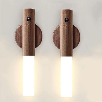 Uplift Picks Magnetic Wooden Motion Sensor Wall Sconce walnut (2 Pcs) usb