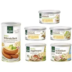 EGLE Bio Brotzeit-Paket Wurst- & Schmalz Set 6 versch. Sorten Inhalt 965g