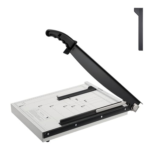 VEVOR Guillotine Papiersnijder met 38,1 cm snijbreedte, 16 vellen capaciteit, zwart-wit, met beschermrail en mesvergrendeling