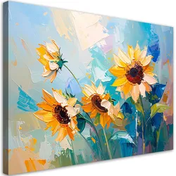 LEINWANDBILD Sonnenblumen Blumen Ölfarbe-Imitation 60x40cm
