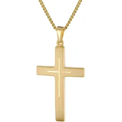 trendor 28862 Herren Kreuz-Anhänger Gold 333/8K Mit Vergoldeter Halskette, 60 cm