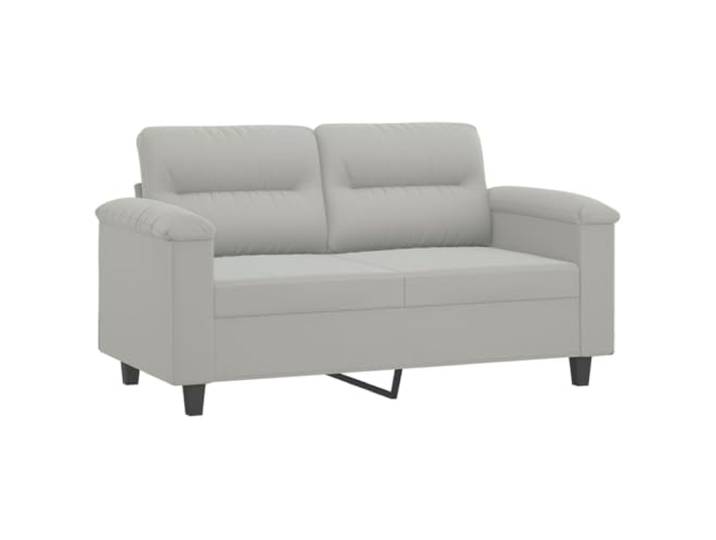 KTHLBRH Sofa-Set, 2-teilig, hellgrau mit Kissen Fleckabweisender Mikrofaserstoff, Gestell aus Metall, 9 Kissen inklusive
