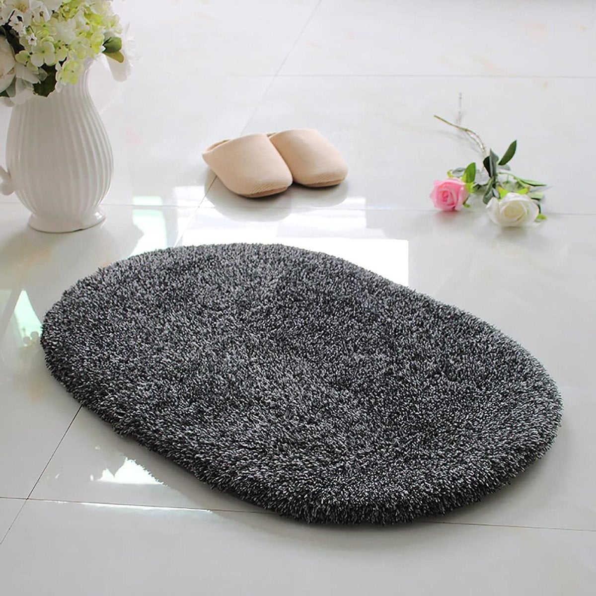 Luxe Badkamer Tapijt Zwart - Super Absorberende Badmat - 45 x 130 cm