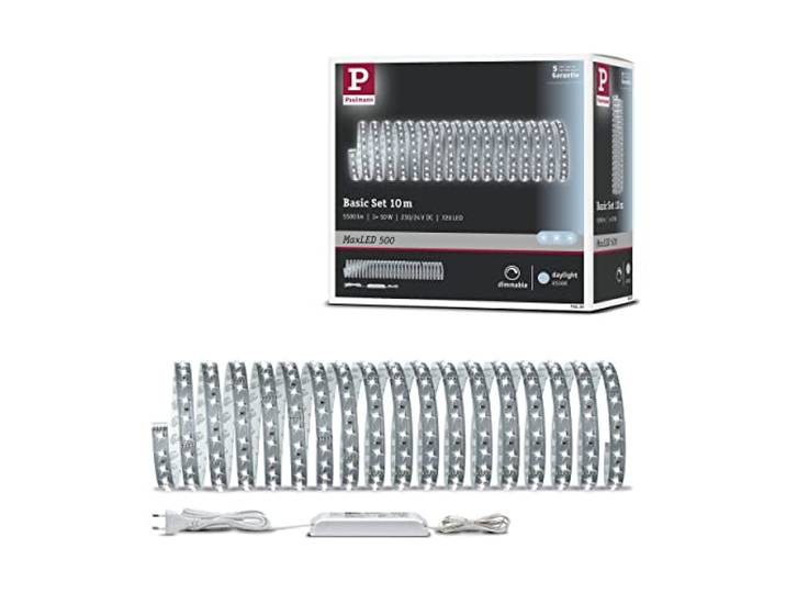 Kit de base Paulmann MaxLED 500\, 10 m\, lumière du jour 6 500 K\, 50 W\, argent