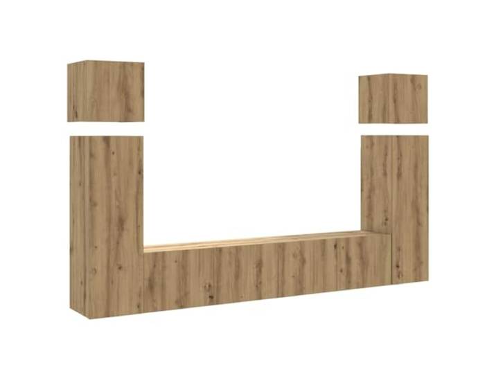 LKJephalotrop 8-TLG TV-Schrank-Set Wandmontage Artisan-Eiche Flexibles Hängebord-Ensemble in Eichen-Optik für das Wohnzimmer schafft ordentlichen Stauraum und freie Bodenflächen.