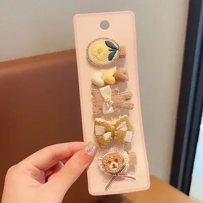 Retailers Go Baby Girl Hair Clips, Korean Cute Fashion, Cartoon Bear Bowknot Pin, Milk Coffee Color Toddler Kids Headwear no.7