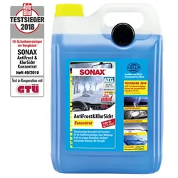 SONAX AntiFrost & Klarsicht Konzentrat 5 L bis -30 Grad Scheibenreiniger mit Citrusduft, frostgeschützt bis -30°
