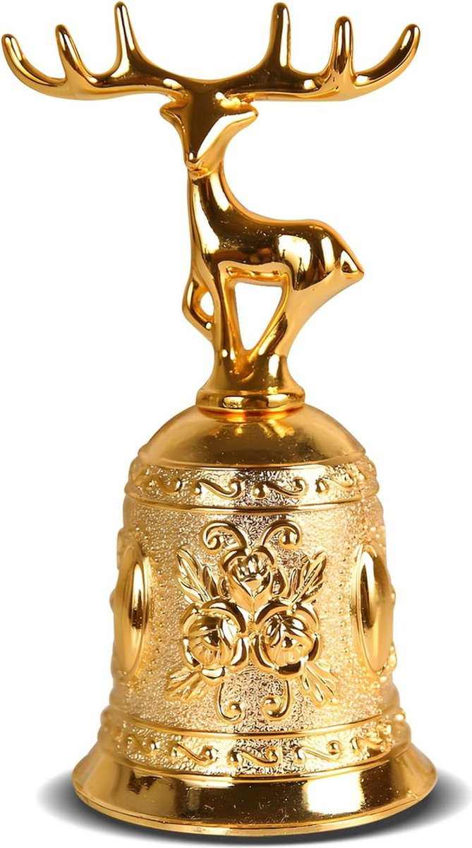 Elegante Gouden Handbel voor Kerstdecoratie en Feestelijke Tafelaankleding