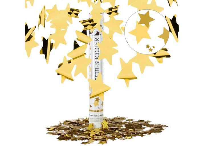 Relaxdays 10x Partypopper Gold 40 cm Sterne
