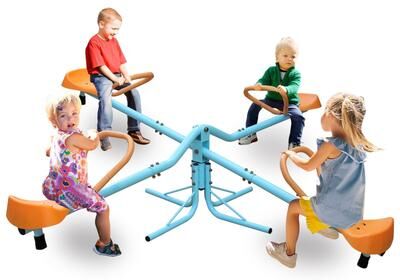 Outdoor Playground 4 Seats Seesaw 360 Rotating Seesaw for kids age 3-8 - 28''*18''*6.3''