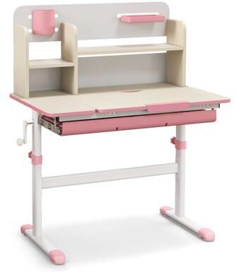 Costway Height Adjustable Kids Study Desk with Tilt Desktop for 3-12 Years Old-Pink