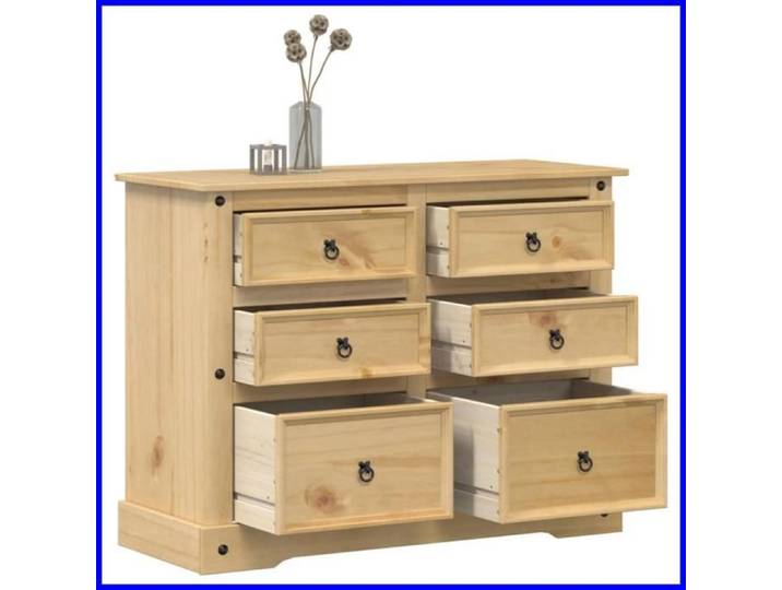 Commode - V BESTLIFE - Corona - Bois massif de pin - 6 tiroirs - 120x48x91 cm