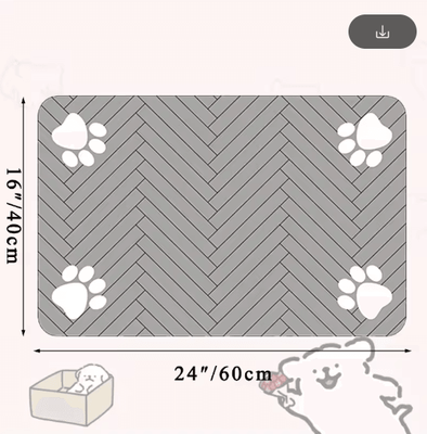 Inspire Picks Waterproof Quick Dry Pet Feeding Mat Non Slip Placemat For Dog & Cat Bowls gray 40x60cm