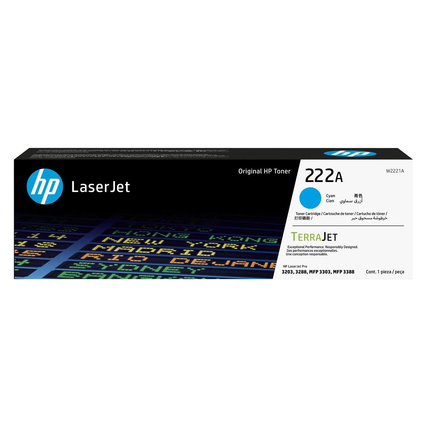 HP 222A Cyan Original LaserJet-Tonerkartusche, 1200 Seiten, Cyan, 1 Stück(e) (C) (W2221A)