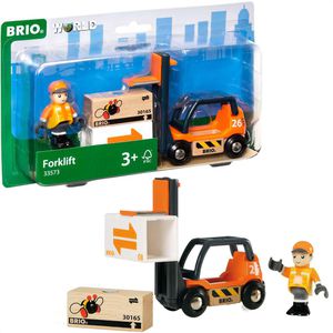 BRIO Spielzeugeisenbahn-Zubehör World 33573, Gabelstapler mit Figur, aus Holz/Kunststoff
