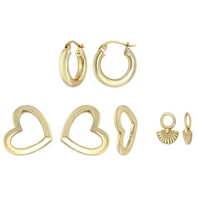 Paar Creolen FIRETTI "Multipack Schmuck Geschenk Silber 925 Ohrschmuck Ohrringe Charm", gold (gelbgoldfarben), Ohrringe, Damen, 15mm, Silber 925 (Sterlingsilber)