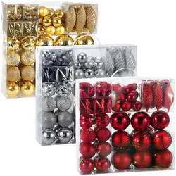DEUBA Weihnachtsbaumkugeln Weihnachtsbaumschmuck  103 tlg 3/4/6/8cm rot