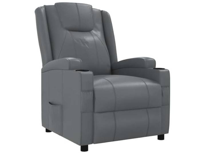 Fisinber Relaxsessel mit Liegefunktion TV Sessel Kunstleder Grau Ideal fürs Wohnzimmer: 3-stufig verstellbare Rückenlehne, Fußstütze und 2 integrierte Becherhalter für Filmabende.