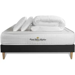 BETT Balmoral Memory-Schaum 180 x 200 cm h3 - Kit Bettgestell Schwarz - Mit Kissen und Bettdecke